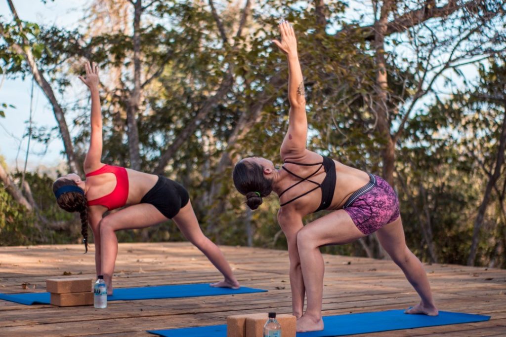 Open-air yoga at Isla Chiquita Glamping Hotel